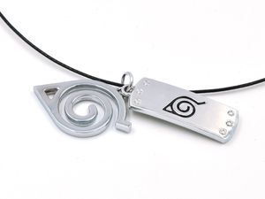 Halskette mit Konohagakure Symbol und Anti-Konoha Metallplatte für Naruto Fans