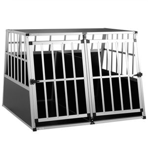 CADOCA® Hundetransportbox Aluminium Hundebox Kofferraum robust verschließbar trapezförmig Reisebox Autobox Tiertransportbox, Größe:Hundetransportbox XXL