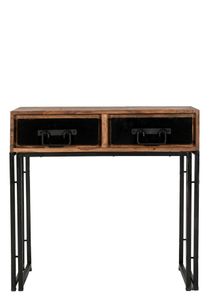 SIT Möbel Telefontisch mit 2 Schubladen | Akazie natur | Metallgestell schwarz | B 80 x T 40 x H 76 cm | 09284-01 | Serie PANAMA