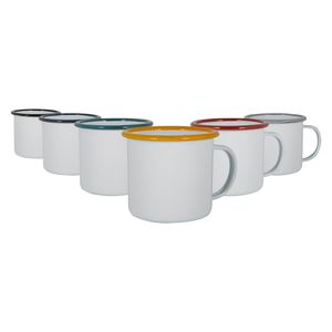 Argon Ta Weiße Emaille-Becher - Stahl Outdoor-Camping-Tee-Kaffeetasse - 375ml - 6 Farben
