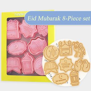 8 Stück Ausstecher Set Eid Mubarak Ausstechformen Keksausstecher Wiederverwendbar Ramadan Plätzchenausstecher Backform für Fondant Schokoladen Kekse (B)