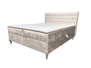 Kaiser Möbel Boxspringbett 160x200cm mit bettkasten und matratze+topper, Schlafzimmerbett GLACIO Silber