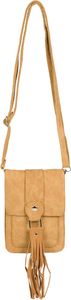 styleBREAKER Damen Mini Bag Umhängetasche Schlangenleder Optik mit Fransen, Handytasche, Schultertasche, Handtasche 02012363, Farbe:Camel