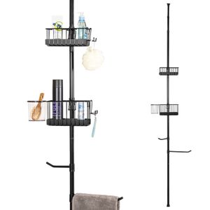 bremermann Teleskop-Badregal, 2 Körbe, 2 Handtuchstangen, Teleskop-Stange bis max. ca. 290 cm, schwarz