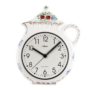 Atlanta 6024 Küchenuhr Wanduhr Küche Funk Keramik weiß Teekanne