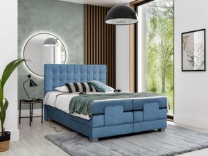 Bett Elektrisches Boxspringbett MARY mit Pocket-Matratze , Bonell-Matratze und Topper - H3 - Dopppelbett ( 180x200 cm , Blau - Terra 73 )