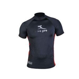 DivePro Rash Guard UV Shirt - Herren Elasthan Kurzarm schwarz-rot, Farbe:rot, Größe:3XL