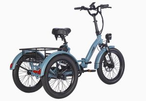 E Bike Tricycle Fat Składany rower elektryczny 20 cali 48V 18,2Ah, hydrauliczne hamulce tarczowe, elektryczny rower towarowy 180kg Niebieski