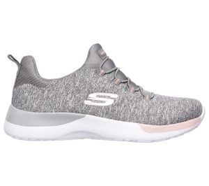 Skechers Dynamight, Damen Mesh Sneakers, Sportschuhe in grau und pink, Skechers Memory Foam Fußbett, in der Maschine waschbar