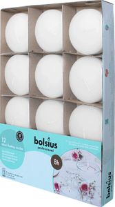 Maxi-Schwimmkerzen, Weiß, BOLSIUS, 29/77 mm, Brenndauer ca. 8h, Box mit 12 Stück