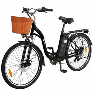 26 palcový 55cm mestský elektrický bicykel s nízkym nástupom 36V 12,5Ah lítiová batéria Pedelec Motor Dojazd do 100 km - čierna