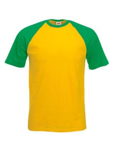 Shortsleeve Baseball Herren T-Shirt - Farbe: Sunflower/Kelly Green - Größe: L