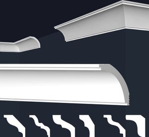 MARBET DESIGN Stuckleisten XPS Styropor weiß - Deckenleisten Stuck Decken Styroporleisten E-Leisten - (30 Meter / 15 Leisten E-43)