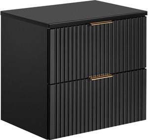 Waschtischunterschrank 60cm ADELAIDE-56-BLACK, matt schwarz mit gerillter Front, B/H/T ca. 60,6/59,2/46,5 cm