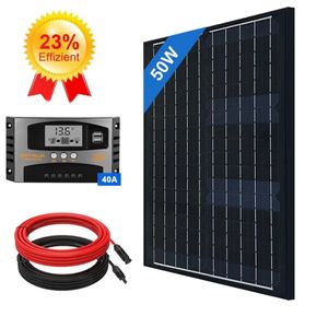 50W Solarmodul kit Monokristallines Solarpanel Hocheffizientes Modul PV für Häuser Camping RV Batterie