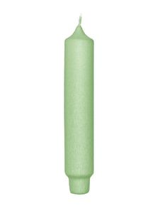 Punchkerzen Streifenlack Lindgrün 164 x 28 mm, 8 Stück, Kerzen mit gefrästen Kerzenfuß, Zapfenfuß