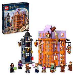 LEGO 76422 Harry Potter Winkelgasse: Weasleys Zauberhafte Zauberscherze, 2-in-1 Set mit Scherzartikel-Laden und Eulenpost, Spielzeug-Set mit 7 Minifiguren, Sammelstück für Kinder und Erwachsene