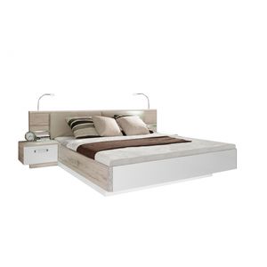 Bettanlage Rondino Doppelbett Bett ohne Fussbank Sandeiche Nb. / Hochglanz Weiß 180x200 cm