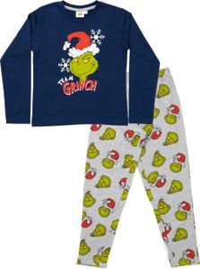 The Grinch Schlafanzug für Mädchen und Jungen - Kinder Pyjama Set Langarm Oberteil mit Hose Blau/Grau 98-104