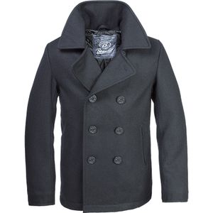 Brandit - Mens Peacoat Schwarz, US-Style Marinejacke Pea Coat Jacke Mantel Neu Größe XXL