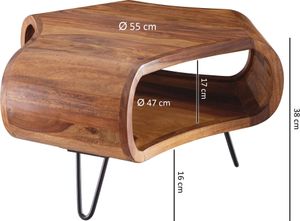 Massiver Couchtisch 55x55x38 cm Sheesham Wohnzimmertisch Holz Tisch Wohnzimmer