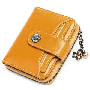 Mofut Brieftasche Geldbörse Damen Klein, Geldbeutel Frauen Echtes Leder, mit Münzfach Kleines Zipper Brieftasche Kartenhalter mit RFID Blocker