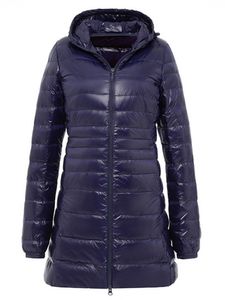Frauen Winter Leichte Daunenjacke Mittellang Feste Farbe Helle Oberfläche Plus Größe Warme Jacke