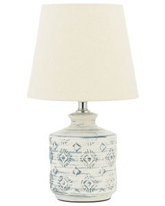 BELIANI Tischlampe Beige Keramik 35 cm Stoffschirm Lampenfuß mit Muster Vasenform Kabel mit Schalter Retro-Stil