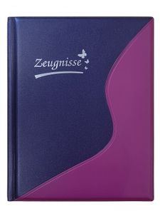 Ringbuch/Zeugnismappe A4 violett, wattiertes Cover, inkl. 12 Klarsichtfolien