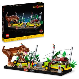 LEGO 76956 Jurassic World Ausbruch des T. Rex, Bausatz für Erwachsene mit 4 Minifiguren, 2 Ford Explorer Modellautos und Dinosaurier-Figur