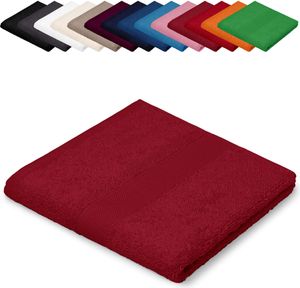 Saunatuch XXL 100x200 cm Saunalaken Strandtuch Saunahandtuch 100% Baumwolle Badelaken, Farbe: Bordeaux