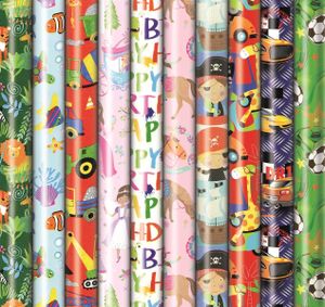 Geschenkpapier Kinder 2m x 0,7 m - 10 Rollen