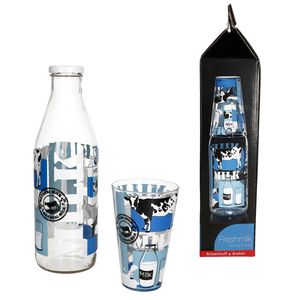 Ritzenhoff&Breker Milchflaschen Set Natural Milk Trinkflasche 1L + Glas 310ml