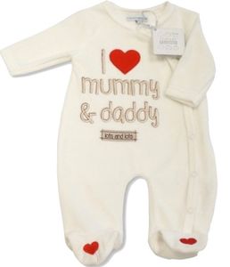 Baby Mädchen Jungen Strampler Schlafanzug Einteiler Gr. 0-3 Monate (56/62) Creme Rot