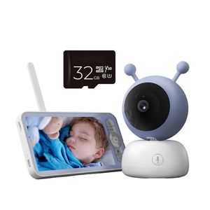 5" Babyphone mit Kamera 1080P, Babyfon Video PTZ 355°, Bewegungs und Geräuscherkennung, Temperatur und Luftfeuchtigkeitsüberwach, 32GB