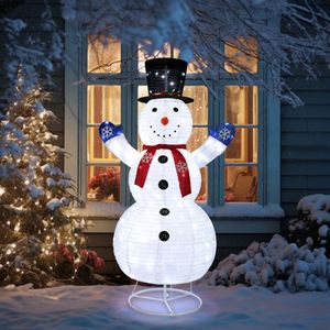 FCH 180 cm Schneemann Weihnachtsfigur mit 200 LED , Funkeleffekt, zusammenfaltbar
