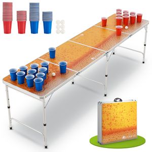 Juskys Beer Pong Tisch - klappbar - Trinkspiel Set inkl. 100 Becher & 6 Bälle