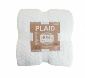 Fleece Decke Jacquard-Optik | Kuscheldecke Plaid 200x150cm [weiß / creme]