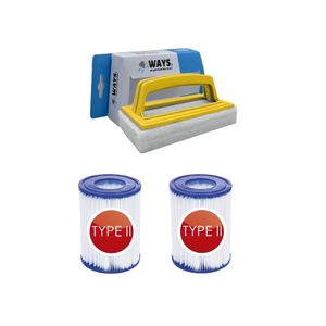 Bestway - Typ-II-Filter geeignet für Filterpumpe 58383 - 2 Stück & WAYS Scheuerbürste