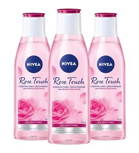 3 x NIVEA Rose Touch Gesichtswasser mit Rosenwasser alle Hauttypen klärt die Haut je 200 ml