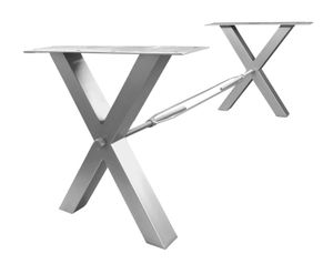 SIT Möbel Tischgestell X-Form | Stahl antiksilbern | B 80 x T 15 x H 73 cm | 07113-40 | Serie TOPS & TABLES