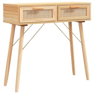 vidaXL Konzolový stôl hnedý 80x30x75 cm Masívne drevo Borovica Prírodný ratan