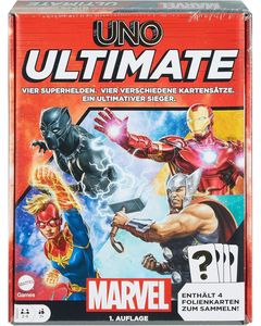 Mattel HVM25 - UNO Ultimate - Marvel inkl. 4 Folienkarten zum sammeln Kartenspiel Gesellschaftsspiel