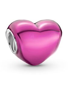 Pandora Silber rosa metallisch glänzendes Herz Charm Bead 799291C03