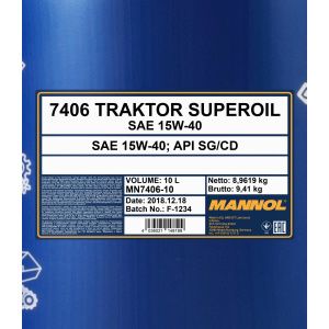 Mannol Mannol Traktor Superoil 15W-40 10 Liter Kanister Reifen
