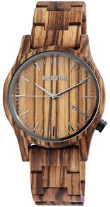 Raptor Herren Uhr Holz Armbanduhr braun Zebra RA20243-001