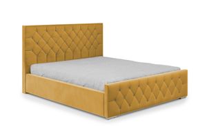 DomoHome posteľ s pružinovým boxom Spálňová posteľ Ideálna pre vašu spálňu | vrátane podstavca pod posteľ Rozmery: 218x225x114 cm, Model: Mona I, Farba: žltá