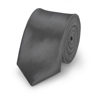 Krawatte Dunkelgrau slim aus Polyester einfarbig uni schmale 5 cm
