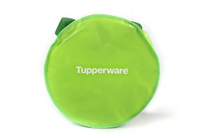 TUPPERWARE Tasche rund grün "Happy Inside" Henkeltasche passend für Microgourmet + SPÜLTUCH