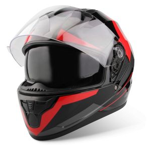 VINZ Becket Integralhelm mit Sonnenblende ECE 22.06 | Motorrad Helm Vollvisierhelm Mopedhelm | Motorradhelm Full-Face Helme | In Gr. XS-XXL – Rot | XL